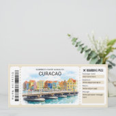 Curacao Trip Boarding Pass Ticket Kaart (Staand voorkant)
