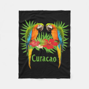 Curacao Vakantie Papegaaien Tropische Bloemen Groe Fleece Deken