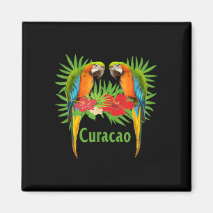 Curacao Vakantie Papegaaien Tropische Bloemen Groe Magneet