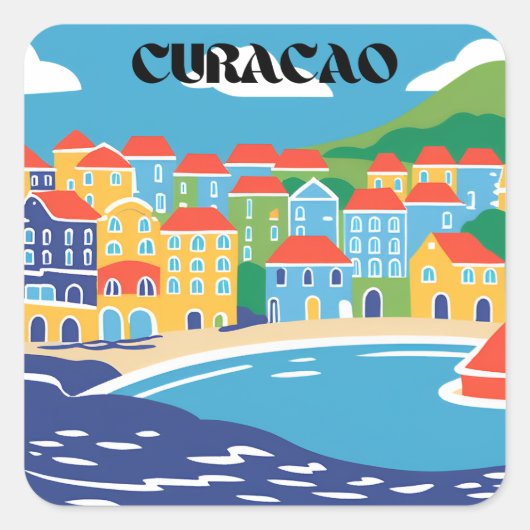 Curaçao Vierkante Sticker (Voorkant)