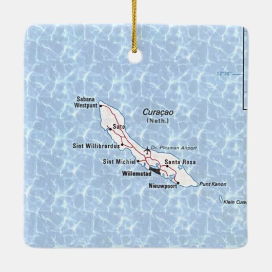 Curaçao Vintage Map Keramisch Ornament (Achterkant)