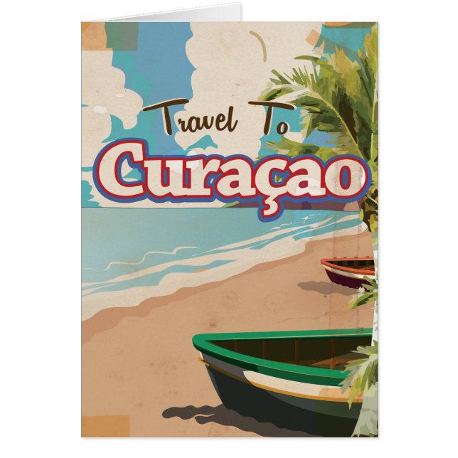 Curaçao vintage reis poster art. (Voorkant)