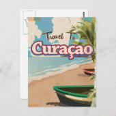 Curaçao vintage reis poster art. briefkaart (Voorkant / Achterkant)