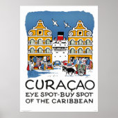 Curaçao Vintage Travel Poster teruggezet (Voorkant)