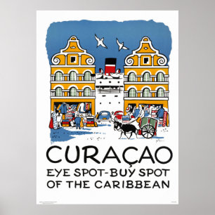 Curaçao Vintage Travel Poster teruggezet