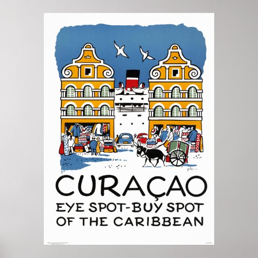 Curaçao Vintage Travel Poster teruggezet (Voorkant)