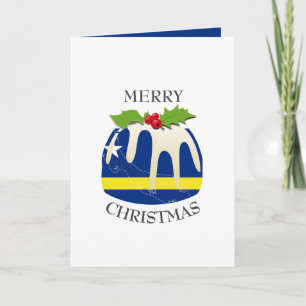 CURACAO VLAG   Feestelijke Plum Pudding   Kerstmis Feestdagen Kaart
