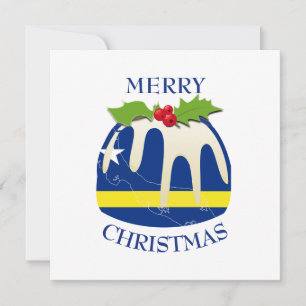 CURACAO VLAG   Feestelijke Plum Pudding   Kerstmis Feestdagenkaart