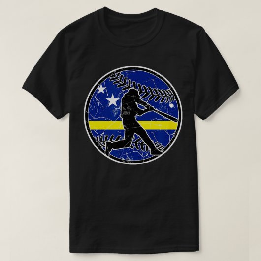 Curacao vlag honkbal hitter honkbal softbal kuur t-shirt (Design voorkant)