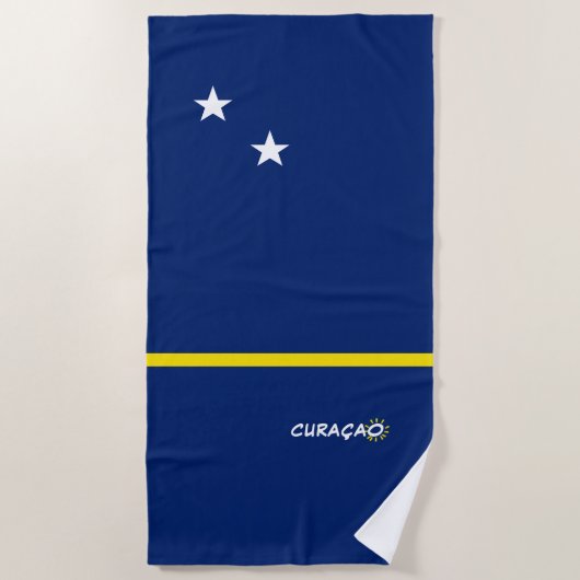 Curaçao-vlag met aanpasbare tekst strandlaken (Voorkant)