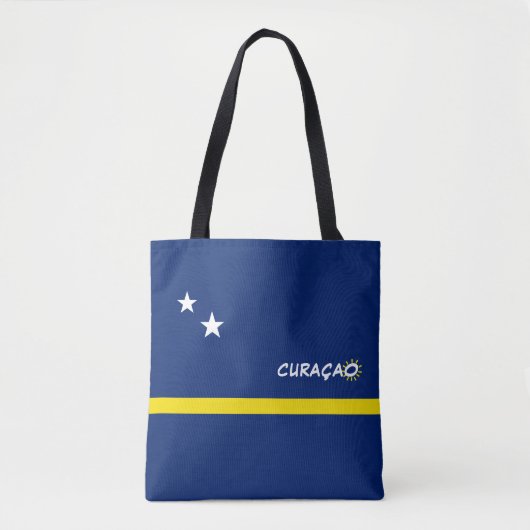 Curaçao-vlag met aanpasbare tekst tote bag (Voorkant)