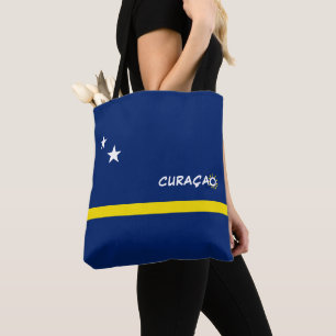Curaçao-vlag met aanpasbare tekst tote bag