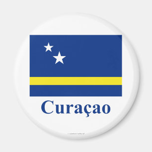 Curaçao vlag met naam in het Nederlands Magneet