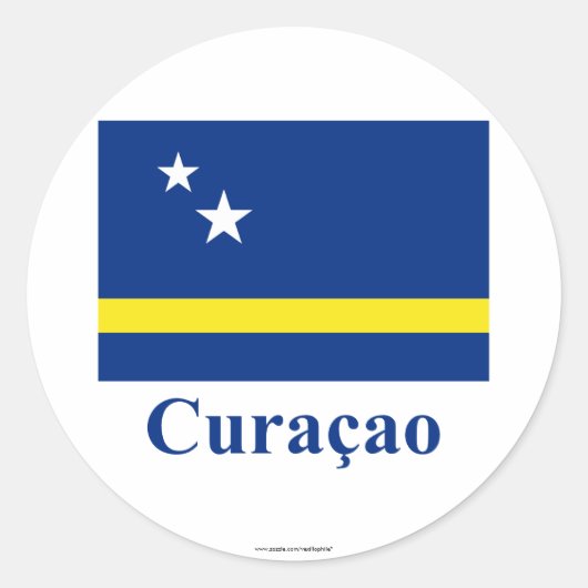Curacao Vlag met Naam in het Nederlands Ronde Sticker (Voorkant)