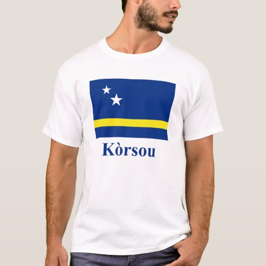 Curaçao Vlag met naam in Papiamento T-shirt (Voorkant)