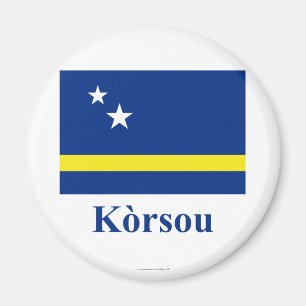 Curacao Vlag met Naam in Papiaments Magneet