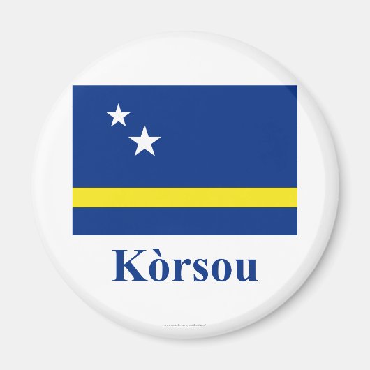 Curacao Vlag met Naam in Papiaments Magneet (Voorkant)