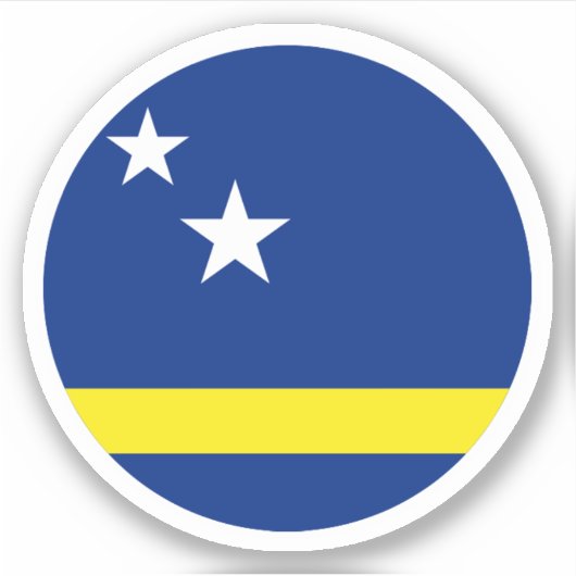 Curaçao Vlag Ronde Sticker (Voorkant)