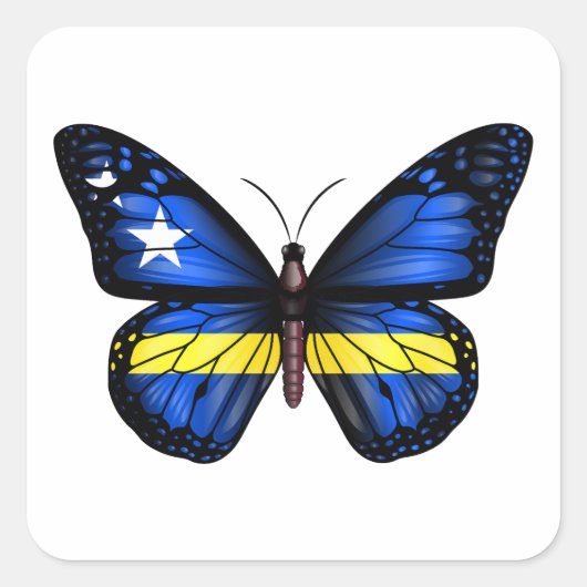 Curaçao Vlinder Vlag Vierkante Sticker (Voorkant)