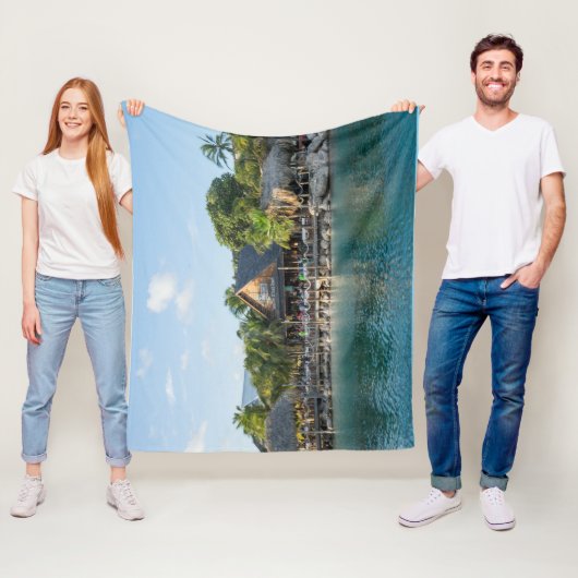 Curacao Zee Aquarium Beach Design Fleece Deken (In situ)