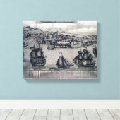 CuracaoPanoramic MapCuracao, Nederland Canvas Afdruk (Insitu (Houten vloer))