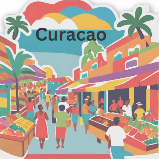 Curaçaose markt sticker (Voorkant)