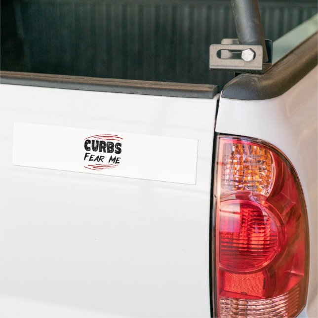 Curbs Fear Me, slechte chauffeur grap Bumpersticker (Op Truck)