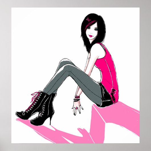 Curbside roze - Poster (Voorkant)