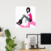 Curbside roze - Poster (Thuiskantoor)