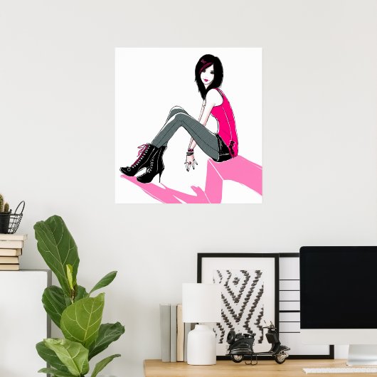 Curbside roze - Poster (Thuiskantoor)