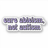 Cure ableism, niet autisme Paarse Typografie Sticker (Voorkant)