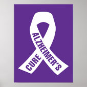 Cure Alzheimer Ribbon op Paars Poster (Voorkant)