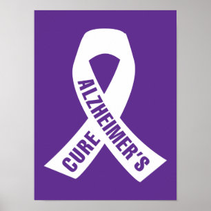 Cure Alzheimer Ribbon op Paars Poster