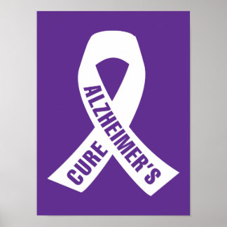 Cure Alzheimer Ribbon op Paars Poster