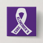 Cure Alzheimer Ribbon op Paars Vierkante Button 5,1 Cm (Voorkant)