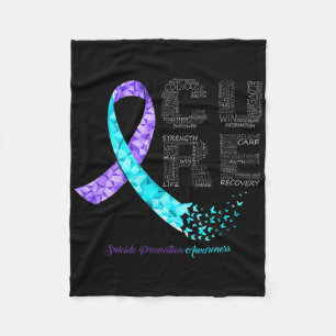Cure Blue Paarse Ribbon Suicide Prevention Awarene Fleece Deken