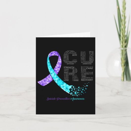 Cure Blue Paarse Ribbon Suicide Prevention Awarene Kaart (Voorkant)