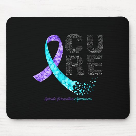 Cure Blue Paarse Ribbon Suicide Prevention Awarene Muismat (Voorkant)