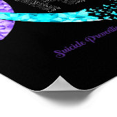 Cure Blue Paarse Ribbon Suicide Prevention Awarene Poster (Hoek)