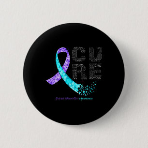 Cure Blue Paarse Ribbon Suicide Prevention Awarene Ronde Button 5,7 Cm