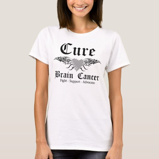 Cure Brain Cancer Tattoo Wings T-shirt (Voorkant)