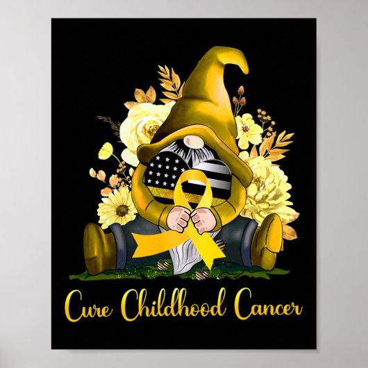Cure Childhood Cancer Awareness Gold Ribbon Gnome Poster (Voorkant)