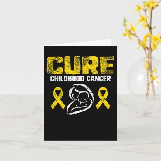 Cure Childhood Cancer Gold Ribbon Support Mom Awar Kaart (Gele Bloem)