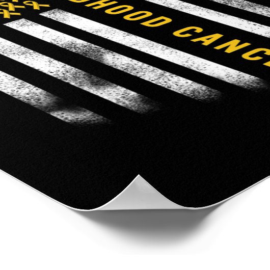 Cure Childhood Cancer Gold Ribbon Usa Flag Support Poster (Hoek)