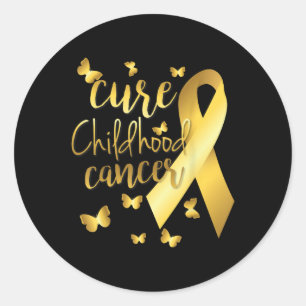 Cure Childhood Cancer met Gold Ribbon Ronde Sticker