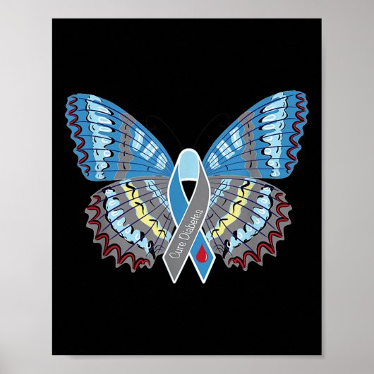 Cure Diabetes Awareness Butterfly Poster (Voorkant)