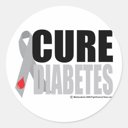 Cure Diabetes Ribbon Ronde Sticker (Voorkant)