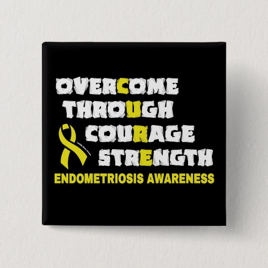 CURE...Endometriosis Vierkante Button 5,1 Cm (Voorkant)
