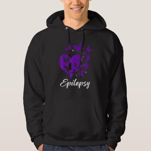 Cure Epilepsy Awareness Day Warrior Butterfly Purp Hoodie (Voorkant)