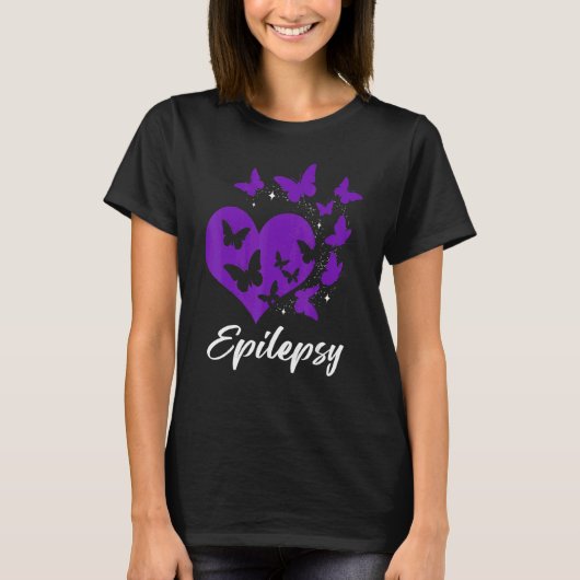 Cure Epilepsy Awareness Day Warrior Butterfly Purp T-shirt (Voorkant)